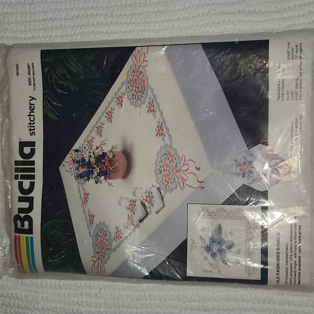 New Vintage floral needlepoint table cloth